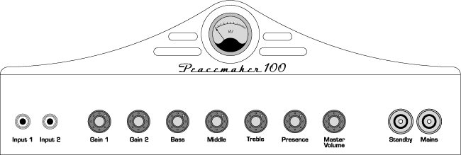 Ashdown Peacemaker 100 Handwired Guitar Amplifier Head (160 Watts), Front Panel