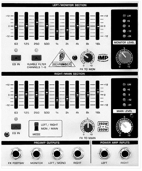 Behringer PMH2000 Europower 10-Channel Powered Mixer with FX