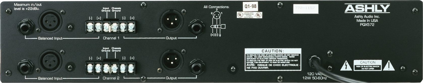 Ashly PQX572 Equalizer, Back
