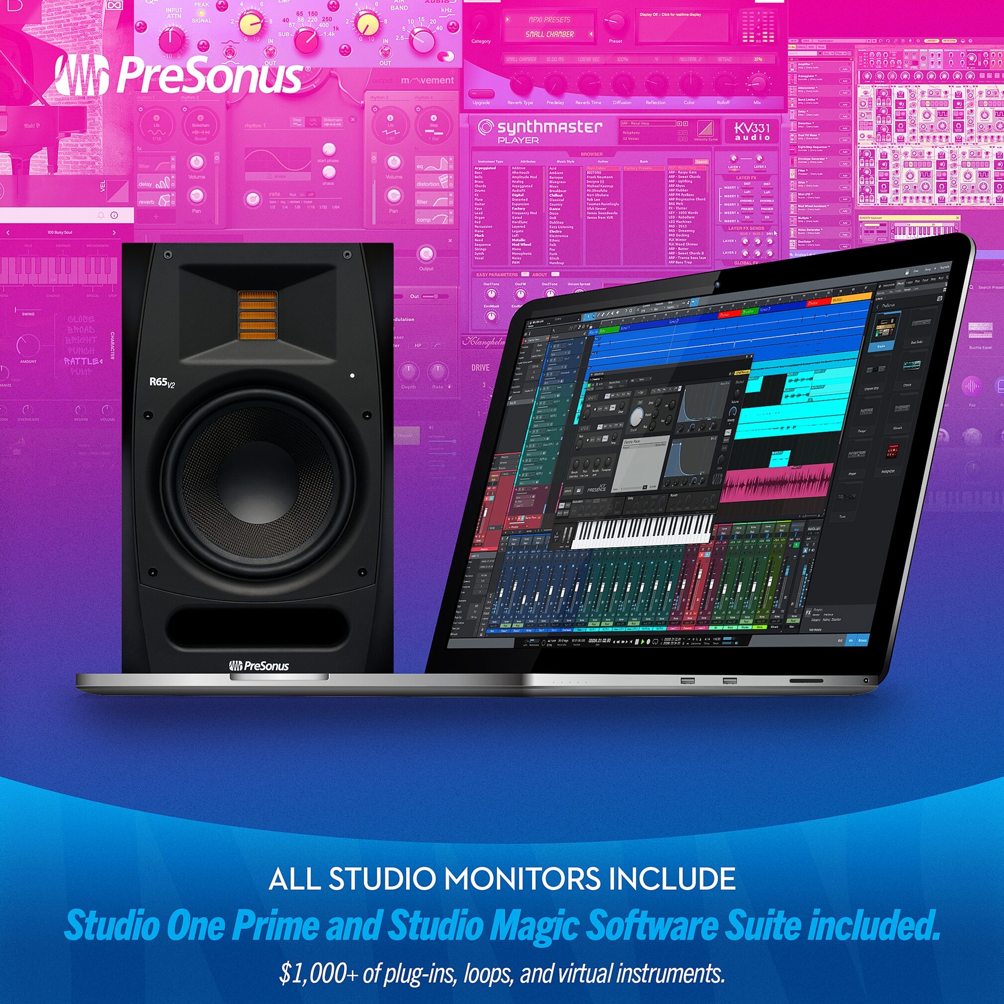 PreSonus R65 V2 Powered Studio Monitor, Action Position Back