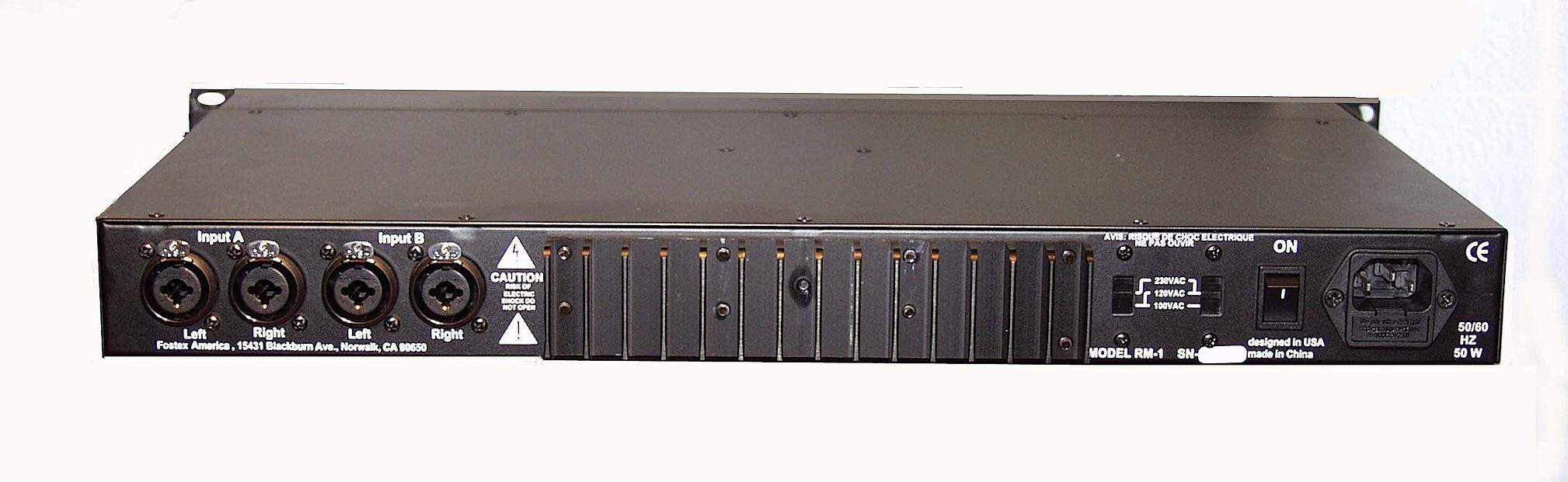 Fostex RM1 Rackmount Stereo Monitor System, rear