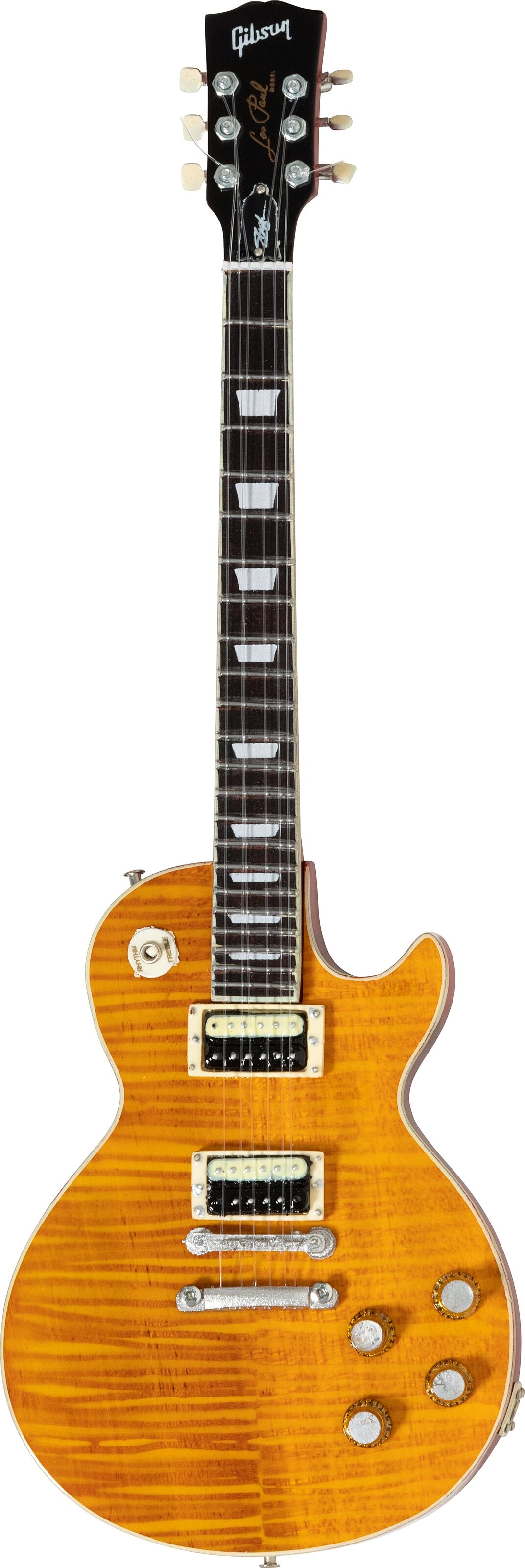 Gibson Axe Heaven Mini Replica Guitars, Slash Les Paul Standard Amber, Action Position Back
