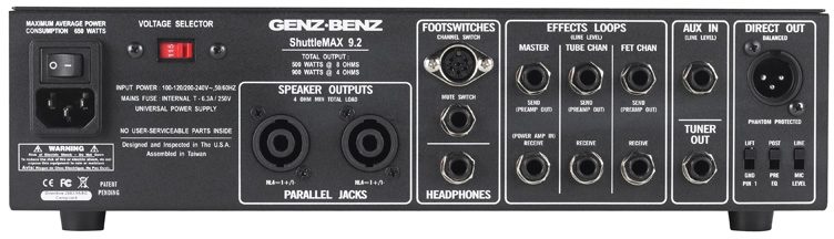 Genz Benz ShuttleMax 9.2 Bass Amplifier Head (900 Watts), Rear