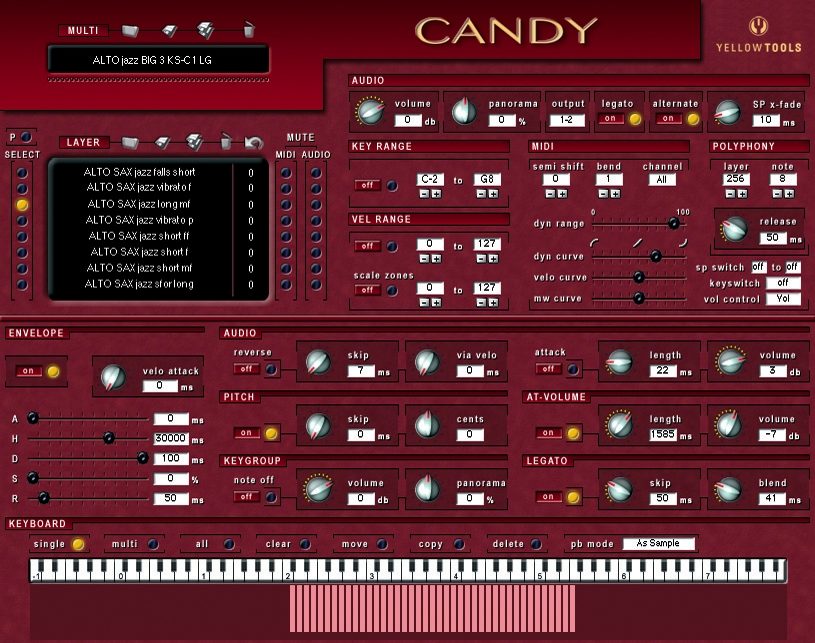 Yellow Tools Candy Saxophone VSTi (Macintosh and Windows), Main