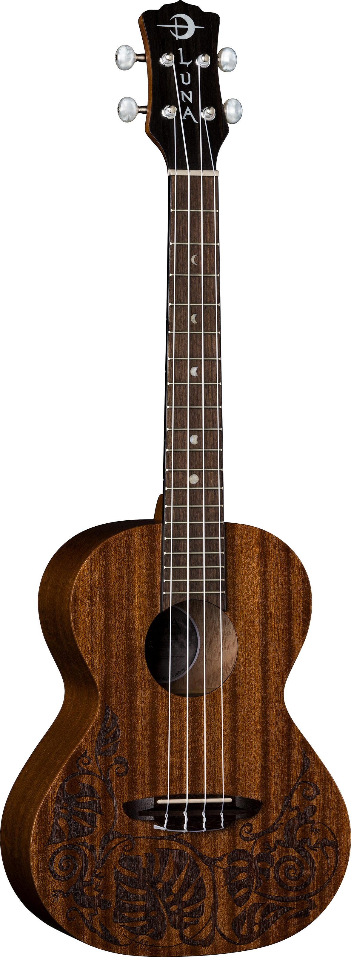 Luna Mahogany Tenor Ukulele Package (with Gig Bag), Main with head Front