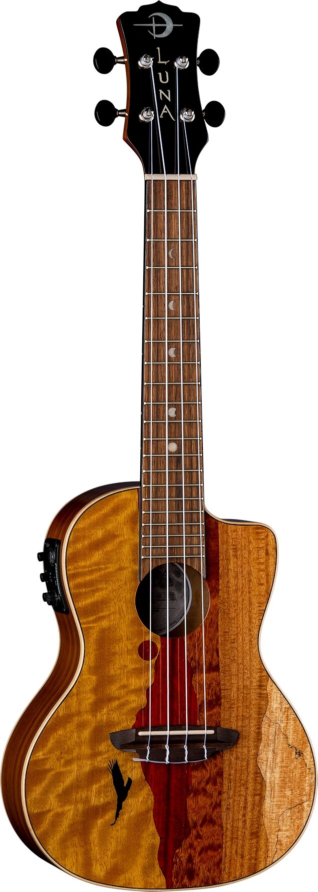 Luna Vista Eagle Concert Acoustic-Electric Ukulele (with Gig Bag), Main with head Front