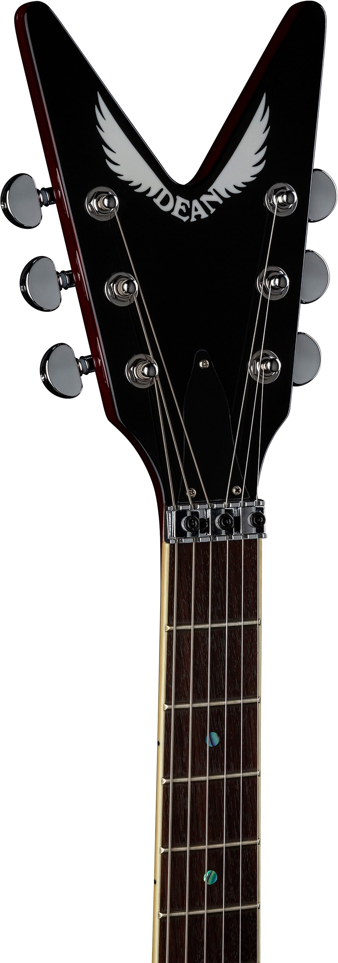 Dean V 79-F Electric Guitar, Transparent Cherry, Action Position Back