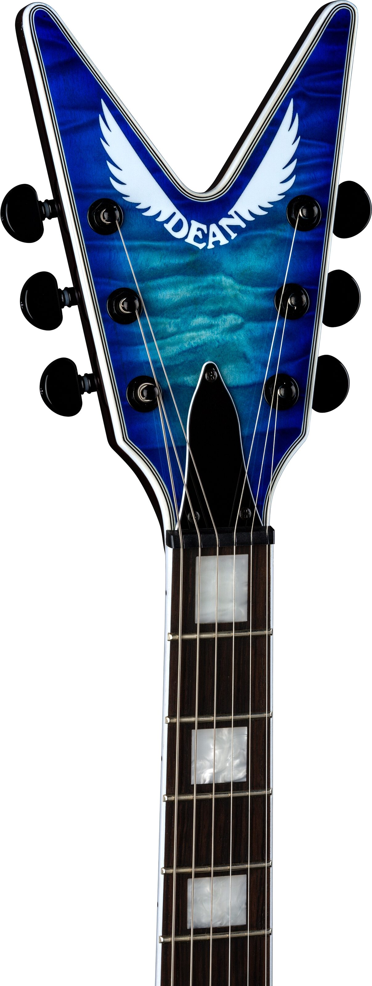Dean V Select Quilt Top Electric Guitar, Action Position Back
