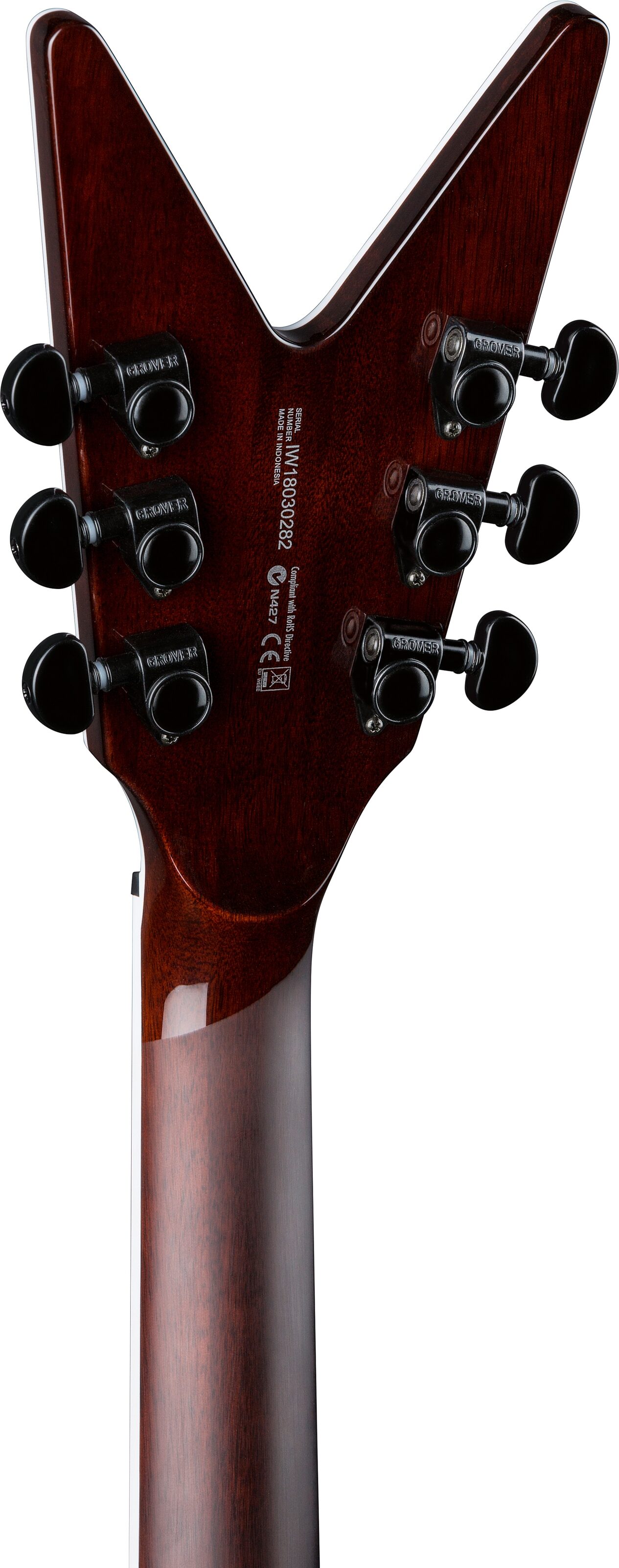 Dean V Select Quilt Top Electric Guitar, Action Position Back