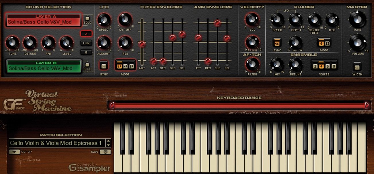 GForce Virtual String Machine Soft Synth Plug-In (Macintosh and Windows), Main