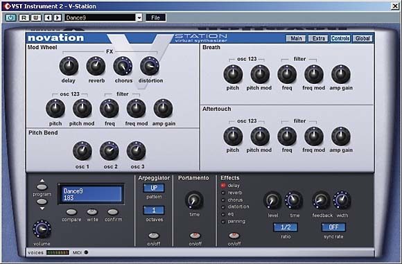 Novation V Station Analog Software Synth (Macintosh and Windows), Control Screen