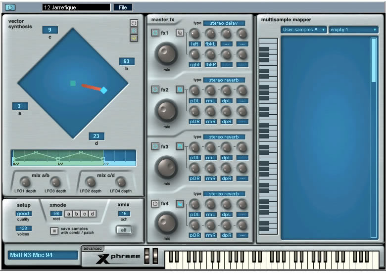 Steinberg Xphraze Ultimate Phrase Synth (Macintosh and Windows), Advanced Page