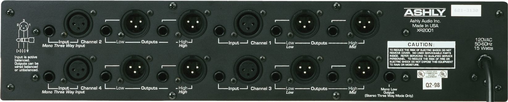 Ashly XR2001 XR Series Electronic Crossover, Back