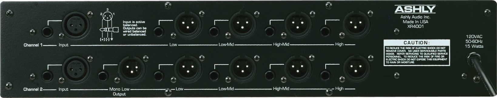 Ashly XR4001 XR Series Stereo 4-Way Electronic Crossover, Back