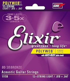 Elixir 11150 12-String Polyweb Acoustic Guitar Strings (Light, 10-47)