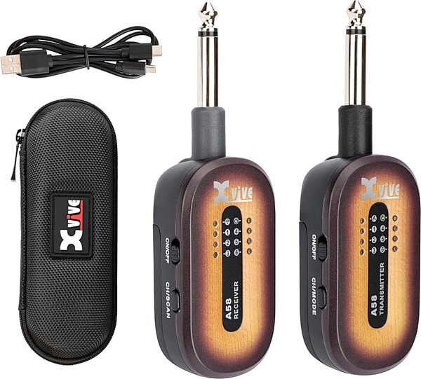 Xvive A58 Digital 5.8 GHz Wireless Guitar System, Sunburst, Action Position Back