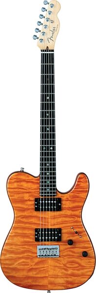 Fender American Deluxe Telecaster QMT Electric Guitar (with Case), Amber