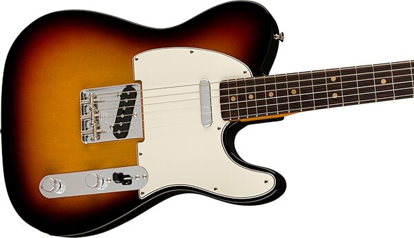 Fender American Vintage II 1963 Telecaster Electric Guitar, Rosewood Fingerboard (with Case), 3-Color Sunburst, Action Position Back