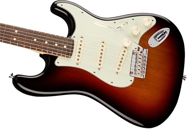 Fender American Pro Stratocaster Electric Guitar, Rosewood Fingerboard (with Case), 3-Color Sunburst Body Left