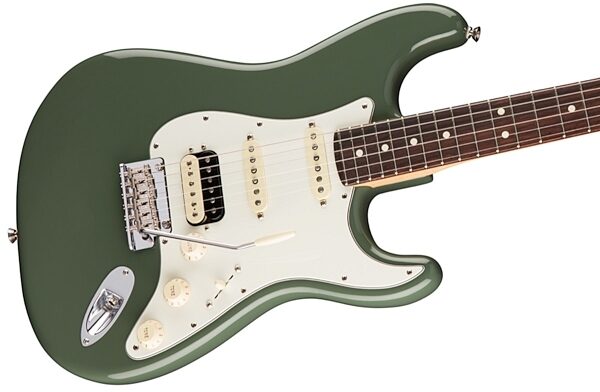 Fender American Pro Stratocaster HSS ShawBucker Electric Guitar, Rosewood Fingerboard (with Case), Antique Olive View 1