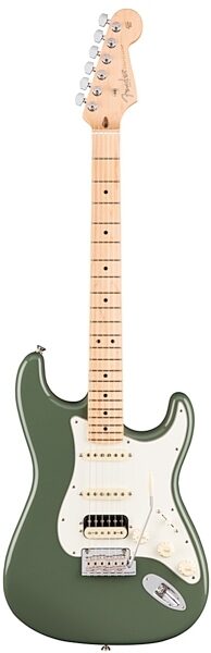 Fender American Pro Stratocaster HSS ShawBucker Electric Guitar, Maple Fingerboard (with Case), Antique Olive
