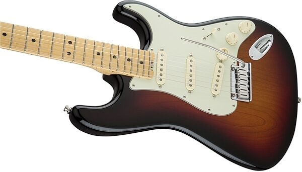 Fender American Elite Stratocaster Electric Guitar (Maple, with Case), 3-Color Sunburst Body Left
