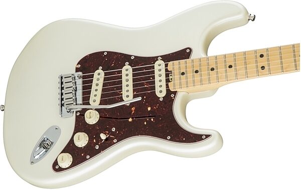 Fender American Elite Stratocaster Electric Guitar (Maple, with Case), Olympic Pearl Body Closeup