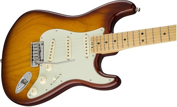 Fender American Elite Stratocaster Electric Guitar (Maple, with Case), Tobacco Sunburst Body Right