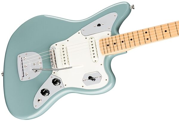 Fender American Pro Jaguar Electric Guitar, Maple Fingerboard (with Case), Sonic Gray Body Right