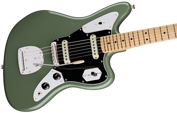 Fender American Pro Jaguar Electric Guitar, Maple Fingerboard (with Case), Antique Olive View 2