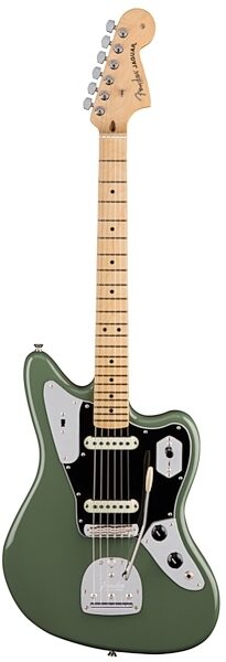 Fender American Pro Jaguar Electric Guitar, Maple Fingerboard (with Case), Antique Olive