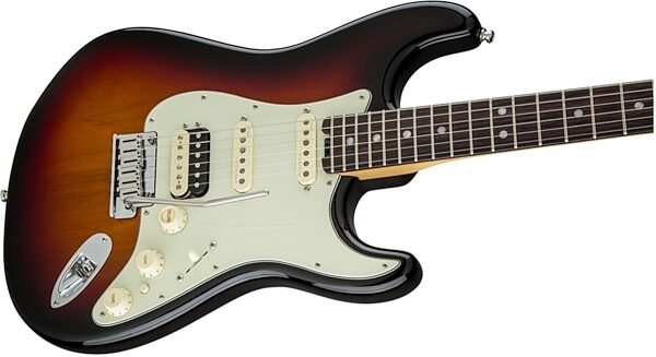 Fender American Elite Stratocaster HSS Shawbucker Electric Guitar (Rosewood, with Case), 3-Tone Sunburst Body Right