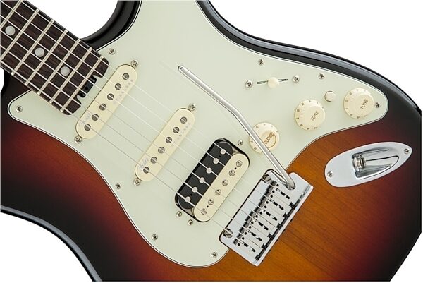 Fender American Elite Stratocaster HSS Shawbucker Electric Guitar (Rosewood, with Case), 3-Tone Sunburst Front Body