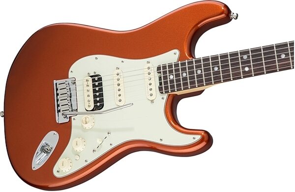 Fender American Elite Stratocaster HSS Shawbucker Electric Guitar (Rosewood, with Case), Autumn Blaze Body Closeup
