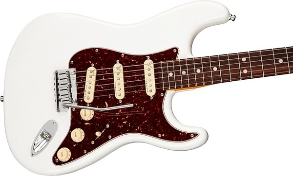 Fender American Ultra Stratocaster Electric Guitar, Rosewood Fingerboard (with Case), Arctic Pearl, USED, Blemished, View