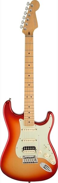 Fender American Deluxe Stratocaster HSS Shawbucker Electric Guitar, with Maple Neck, Sunset Metallic