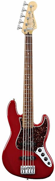 Fender Deluxe Active Jazz V 5-String Electric Bass (with Gig Bag), Candy Apple Red