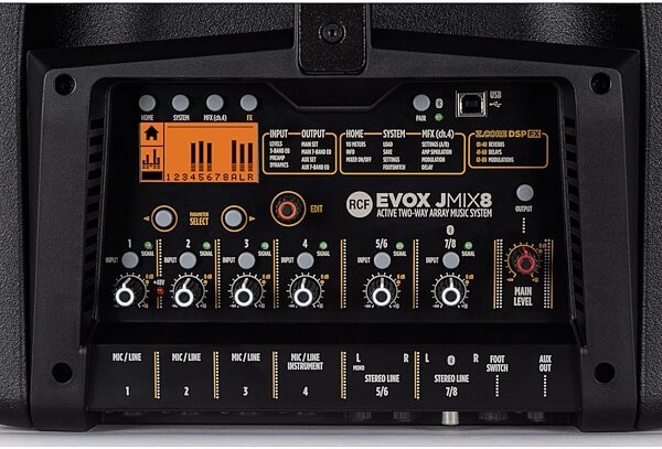 RCF Evox JMix8 Active Portable Array PA System, Black, Top