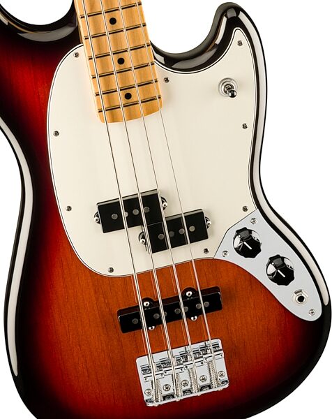 Fender Player II Mustang Electric Bass, with Maple Fingerboard, 3-Color Sunburst, Action Position Back