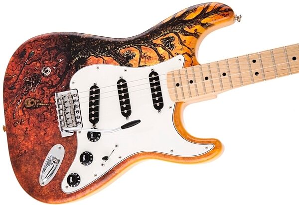 Fender Special Edition David Lozeau Stratocaster Electric Guitar (with Gig Bag), Tree of Life Closeup