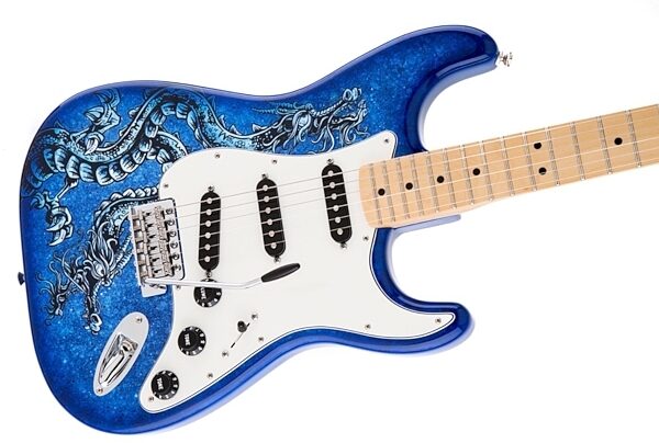 Fender Special Edition David Lozeau Stratocaster Electric Guitar (with Gig Bag), Dragon Closeup
