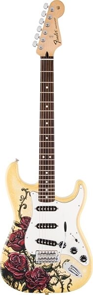 Fender Special Edition David Lozeau Stratocaster Electric Guitar (with Gig Bag), Rose Tattoo
