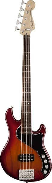 Fender Deluxe Dimension V 5-String Electric Bass, with Rosewood Fingerboard and Gig Bag, Aged Cherry Burst