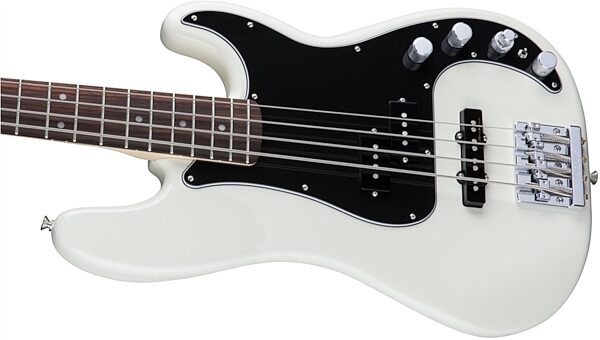 Fender Deluxe Active Special Precision Electric Bass, Rosewood Fingerboard (with Gig Bag), Olympic White Left