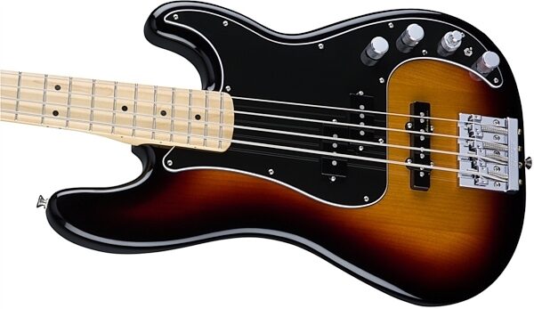 Fender Deluxe Active Precision Special Electric Bass (Maple, with Gig Bag), 3-Color Sunburst Body Left