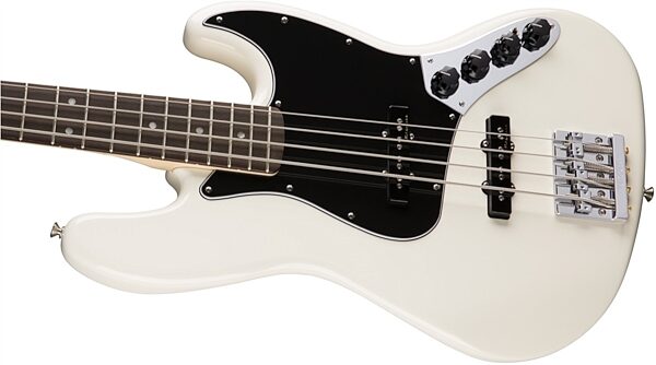 Fender Deluxe Active Jazz Electric Bass (Rosewood, with Gig Bag), Olympic White Body Left