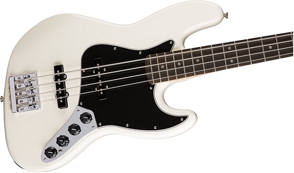 Fender Deluxe Active Jazz Electric Bass (Rosewood, with Gig Bag), Olympic White Body Right
