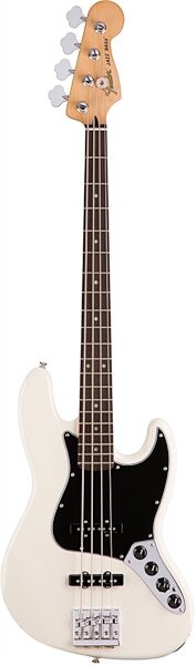 Fender Deluxe Active Jazz Electric Bass (Rosewood, with Gig Bag), Olympic White