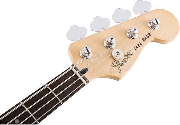 Fender Deluxe Active Jazz Electric Bass (Rosewood, with Gig Bag), Olympic White Headstock Front