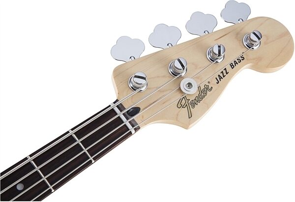 Fender Deluxe Active Jazz Electric Bass (Rosewood, with Gig Bag), Surf Pearl Headstock Front